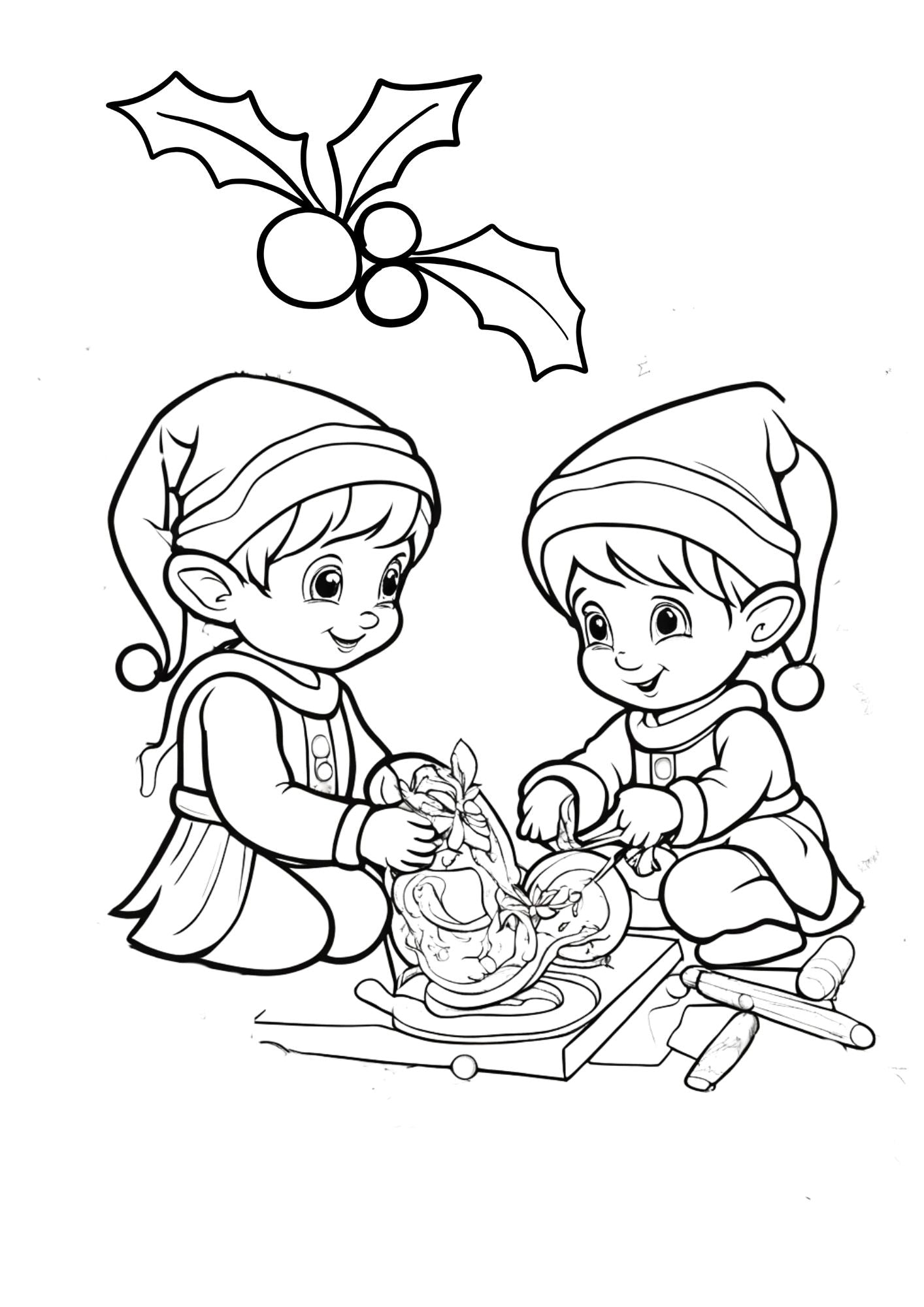 Elf & Reindeer Printable Coloring Worksheets- 30 Printable Coloring Worksheets 3-10 yrs