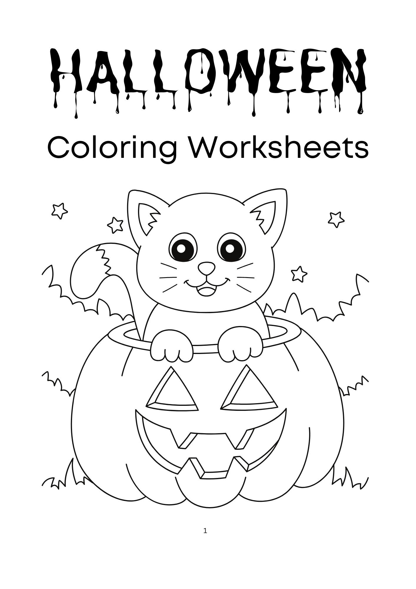 Spooky Halloween Coloring Worksheets – 50 Printable Pages of Spooky Fun- 3-10yrs