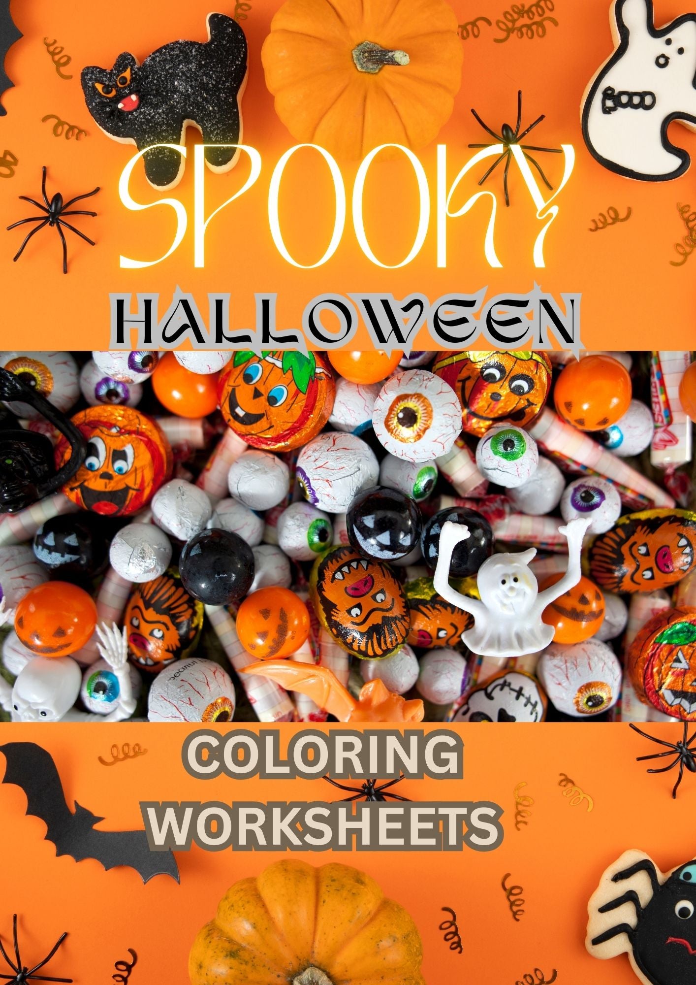 Spooky Halloween Coloring Worksheets – 50 Printable Pages of Spooky Fun- 3-10yrs