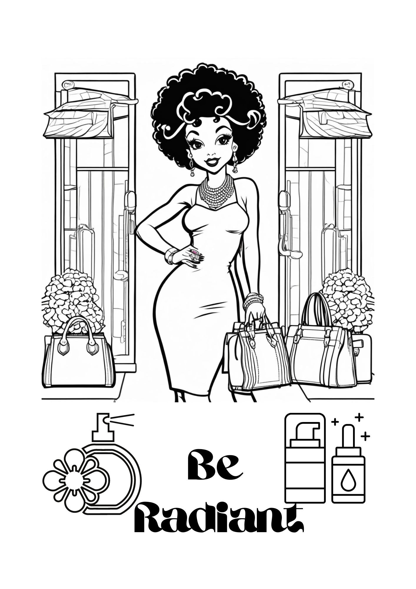 Afro Princess Fashion Fun Coloring Worksheets – 50 Printable Pages of Creativity- 3-10yrs
