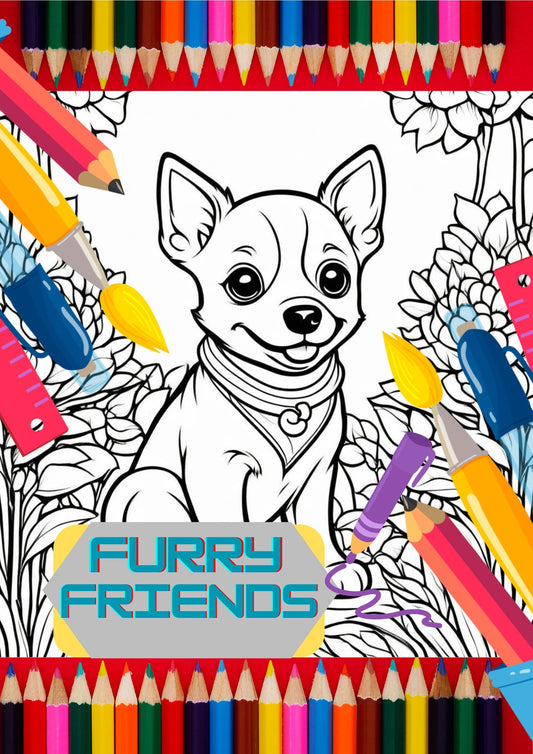Furry Friends Coloring Adventure Worksheets- 50 Coloring Printable Worksheets 3-10yrs